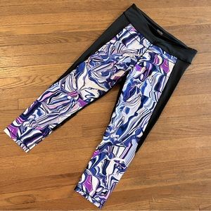 Calvin Klein Performance Wick High Waisted Leggings Size Marble Print/Black XL